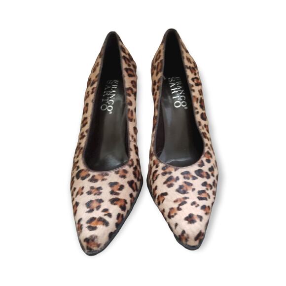 Franco Sarto Leopard Calf Hair Pointy Toe Dress Heels - Size 8M - Picture 2 of 6